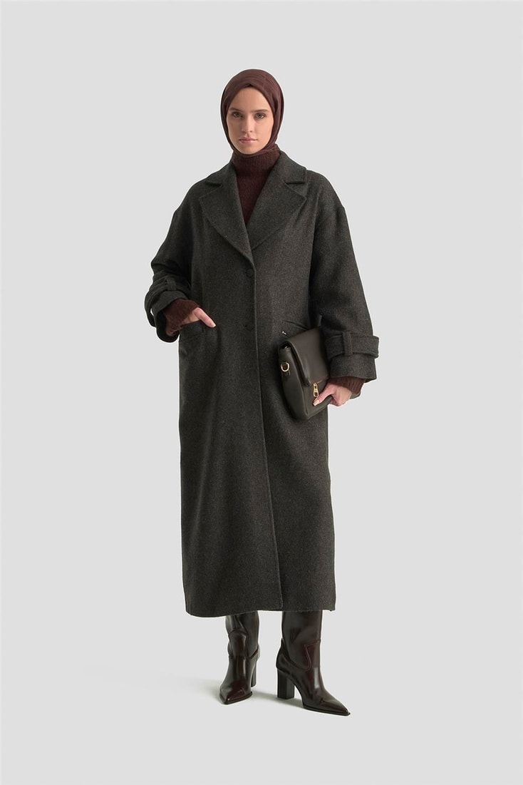 Armine Yanları Yırtmaçlı Kaban 25K7024 Antrasit