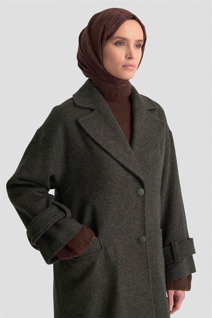 Armine Yanları Yırtmaçlı Kaban 25K7024 Antrasit