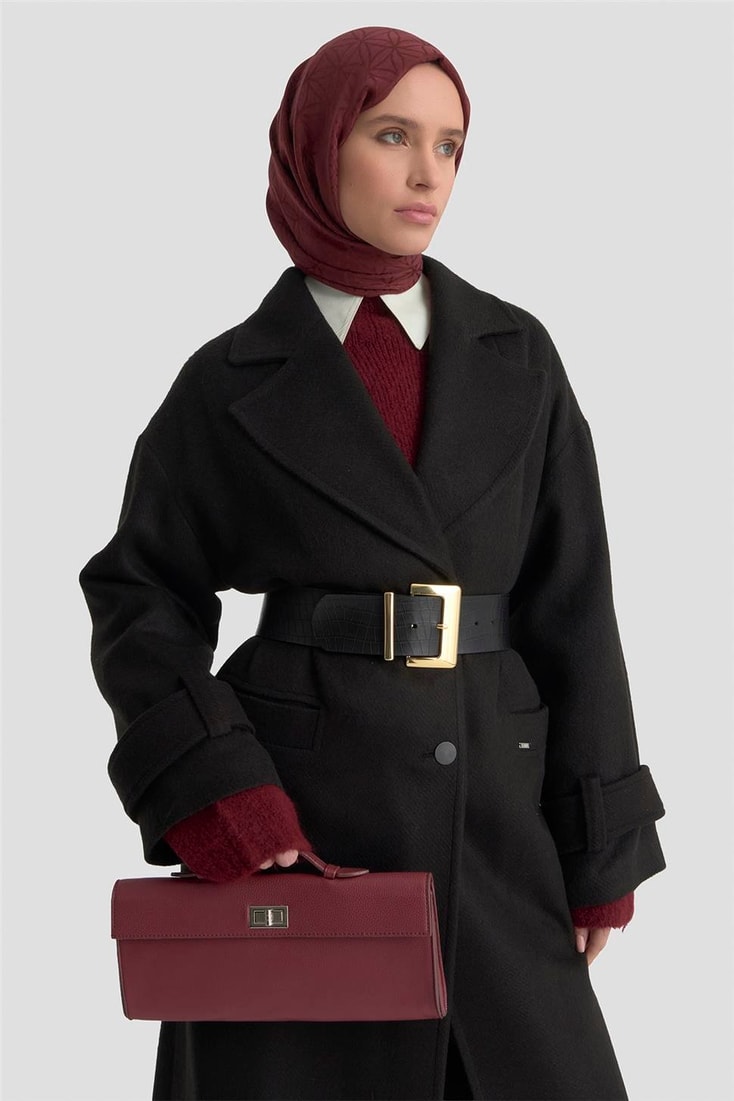 Armine Yanları Yırtmaçlı Kaban 25K7024 Siyah