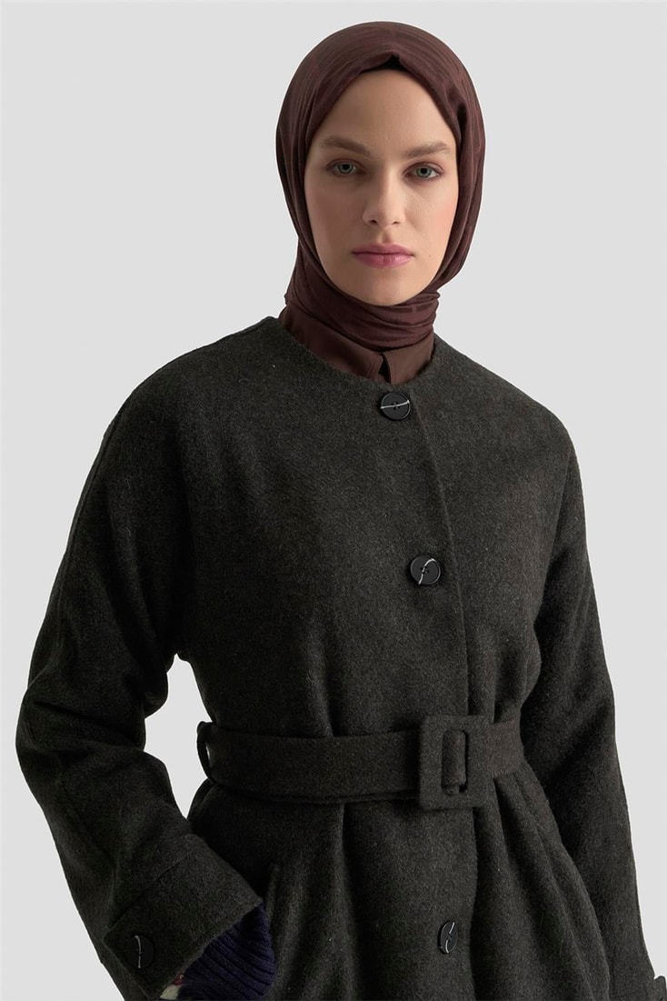 Armine Seyyar Ribana Yakalı Kaban 25K7606 Antrasit
