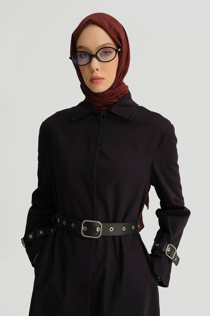 Armine Kemerli Trençkot 25Y7803 Lacivert