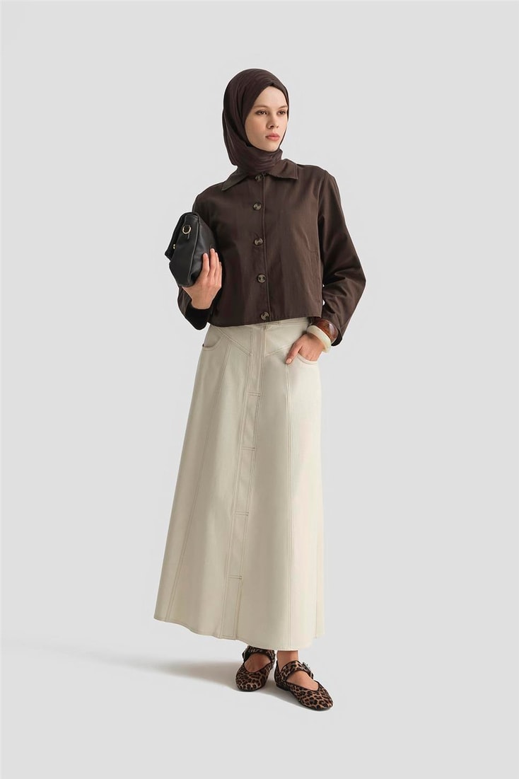 Armine Kısa Blazer Ceket 25KD9002 Kahverengi