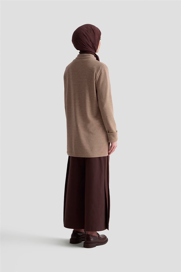 Armine Boncuk İşlemeli Örme Tunik 25KD9021 Bej