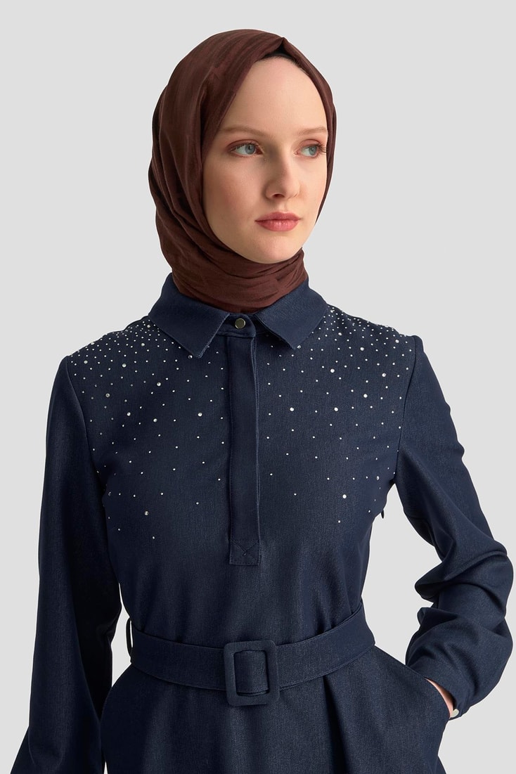 Armine Elbise 25KT905 İndigo