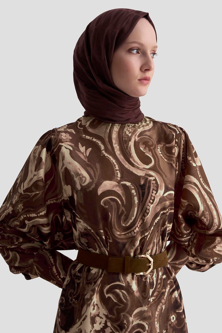 Armine Desenli Elbise 25K9127 Camel