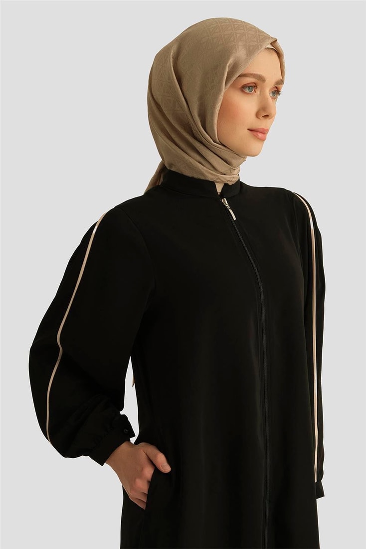 Armine Biye Detaylı Ferace 25YD3003 Siyah