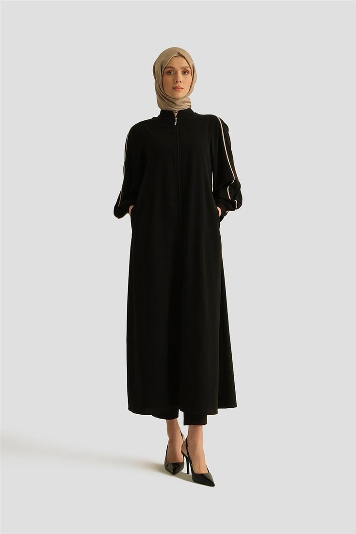 Armine Biye Detaylı Ferace 25YD3003 Siyah