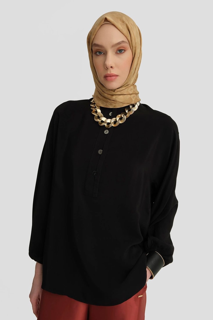 Armine Düğme Detaylı Bluz 25Y3719 Siyah