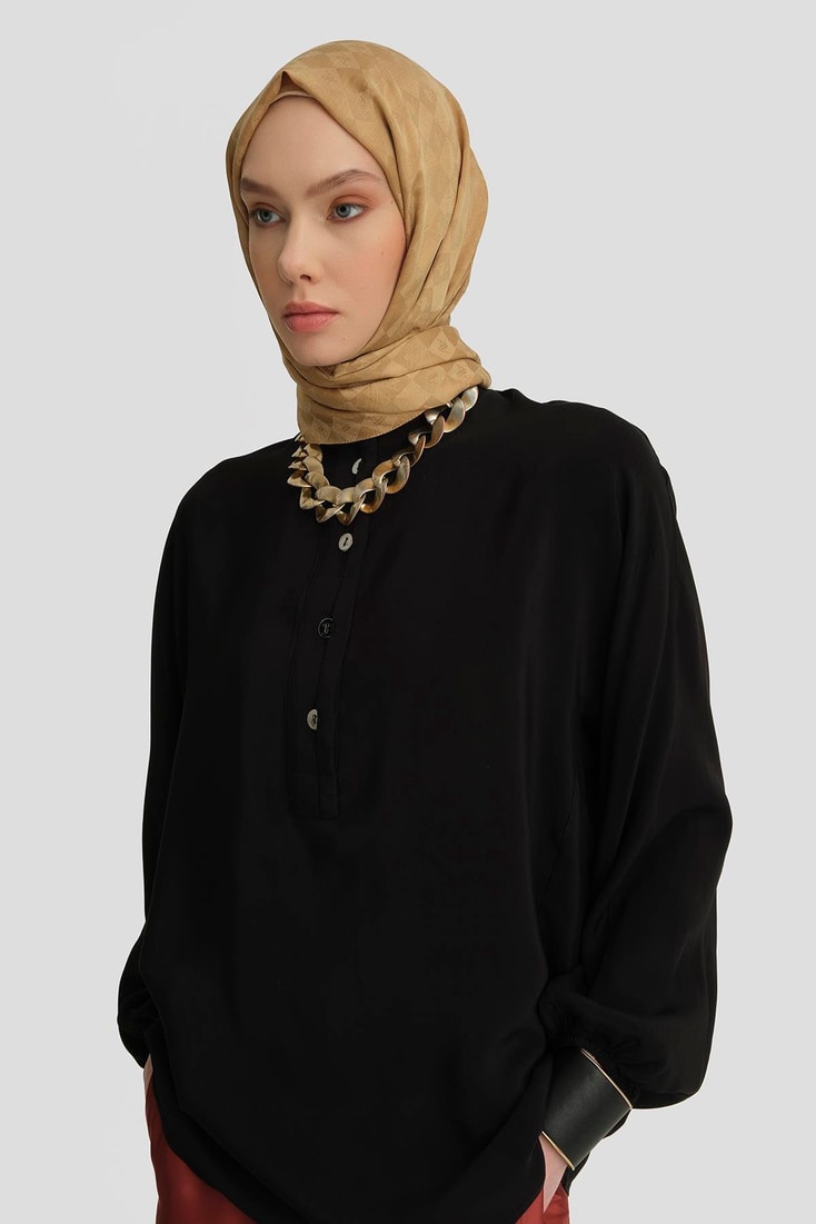 Armine Düğme Detaylı Bluz 25Y3719 Siyah