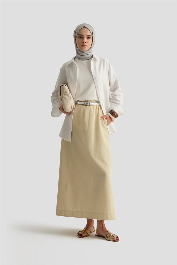 Armine Keten Basic Gömlek 25Y3726 Beyaz