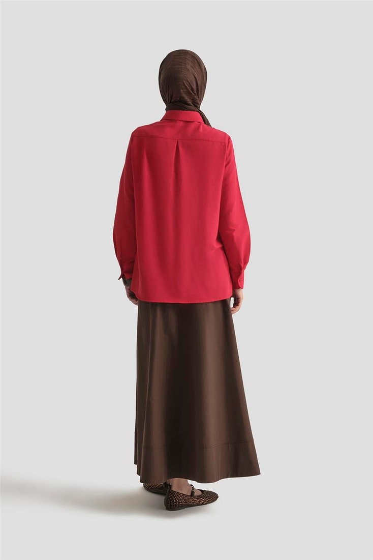 Armine Keten Basic Gömlek 25Y3726 Kırmızı