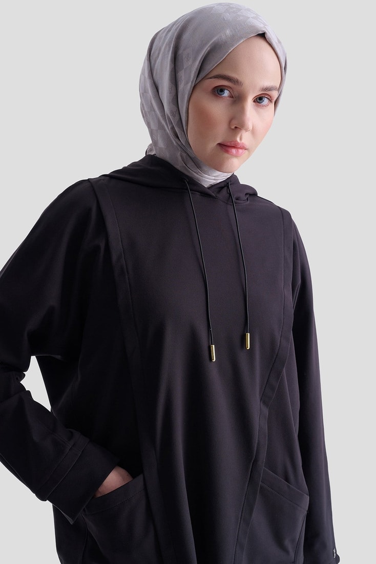 Armine Kapüşonlu Örme Bluz 25YD3740 Siyah