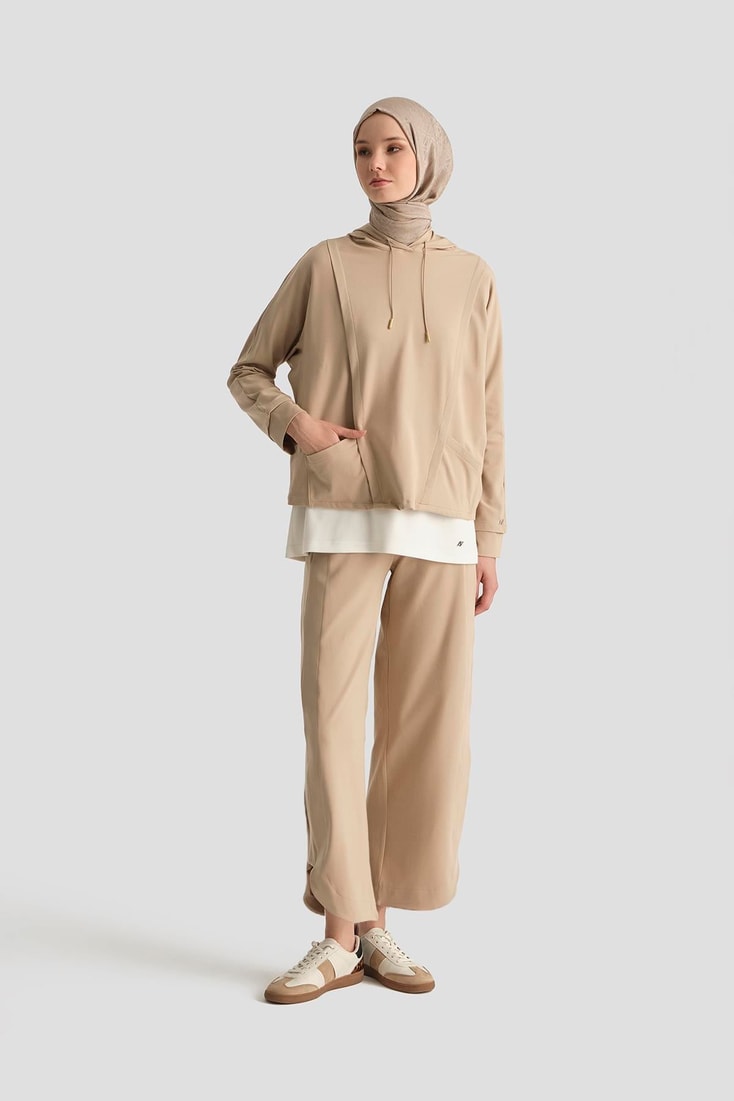 Armine Kapüşonlu Örme Bluz 25YD3740 Vizon