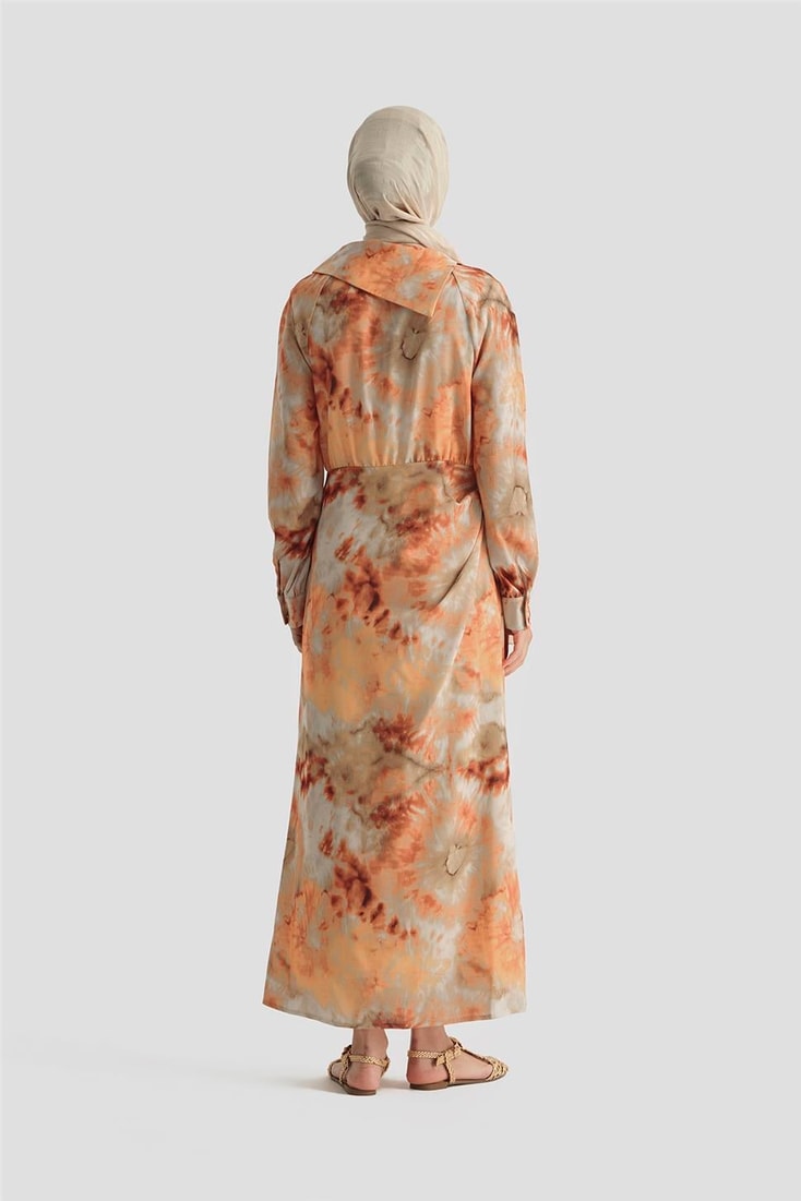 Armine Desenli Elbise 25YD4017 Oranj