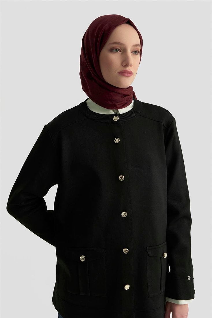 Armine Trend Cepli Triko Hırka 25KTD4120 Siyah