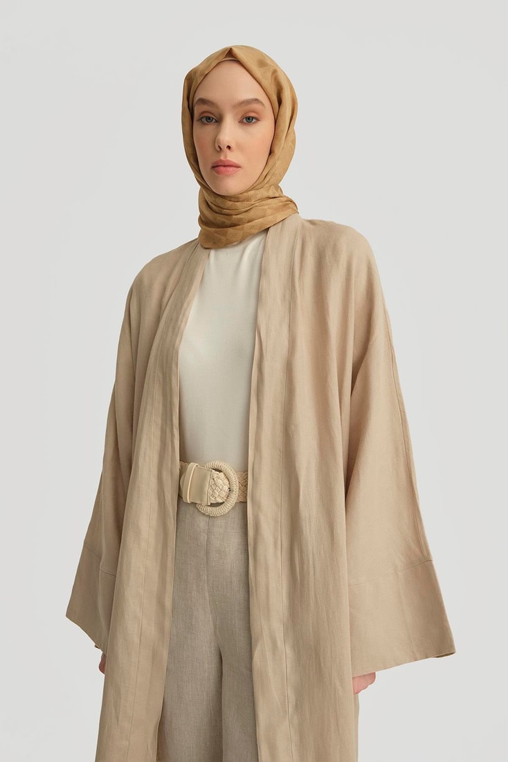 Armine Keten Abaya 25YD4230 Bej