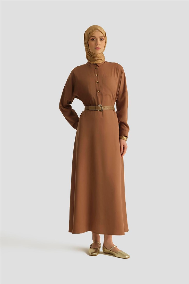 Armine Tencel Elbise 25YD4236 Kahverengi 