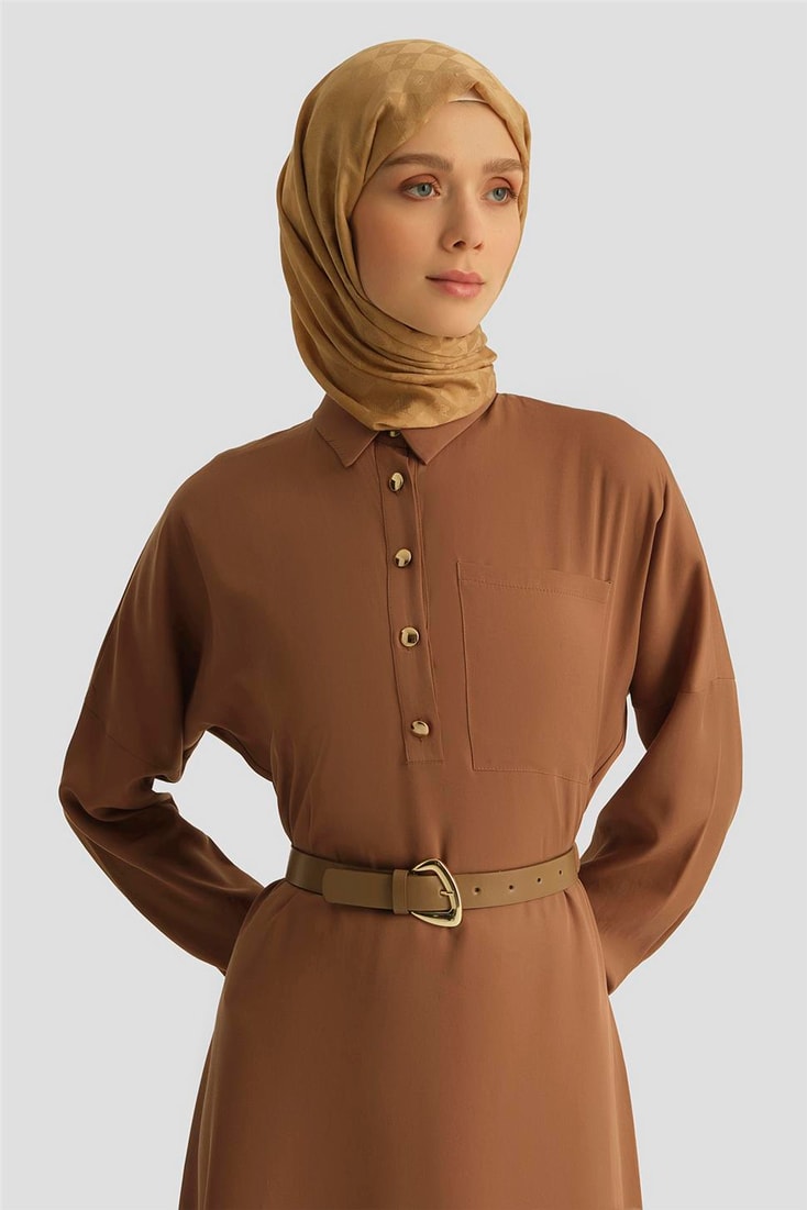 Armine Tencel Elbise 25YD4236 Kahverengi 