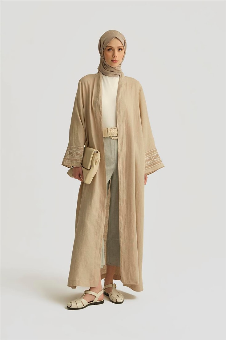Armine Nakış Detaylı Abaya 25YD4239 Bej