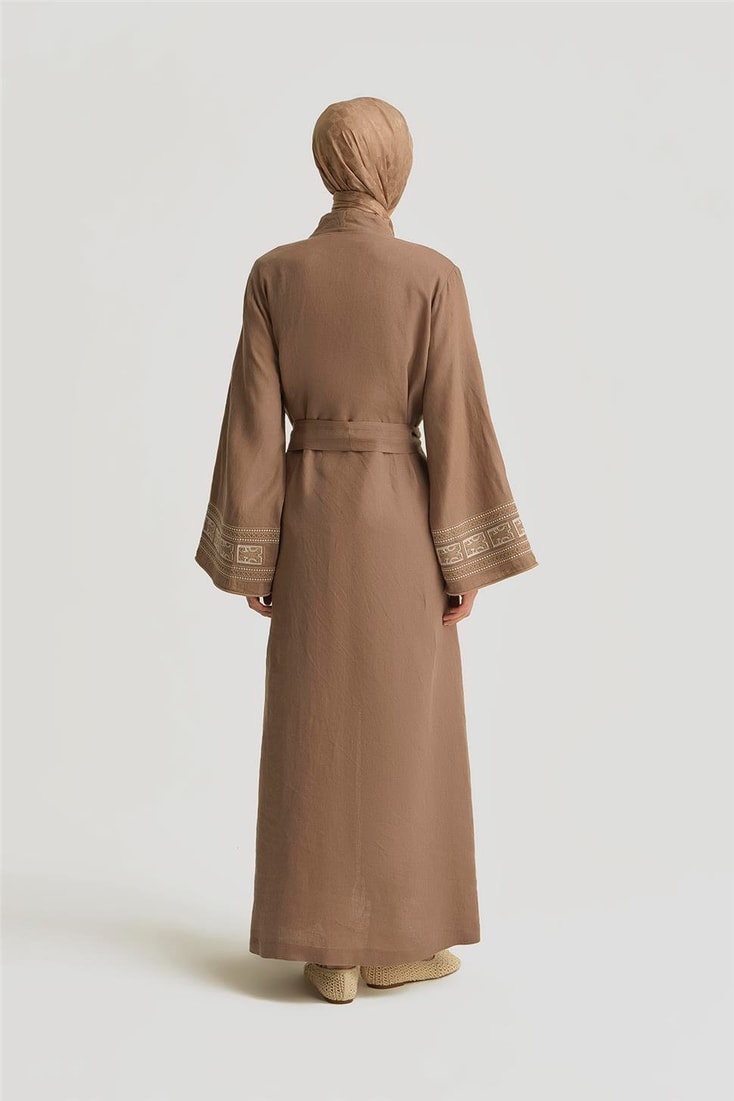 Armine Nakış Detaylı Abaya 25YD4239 Vizon