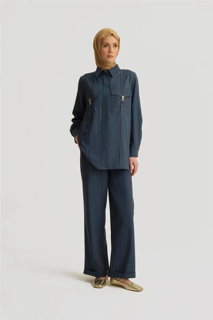 Armine Dikiş Detaylı Denim Ceket 25YD4241-1 İndigo