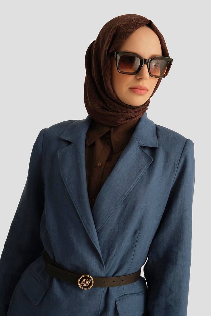 Armine Kruvaze Keten Ceket 25Y5917 İndigo