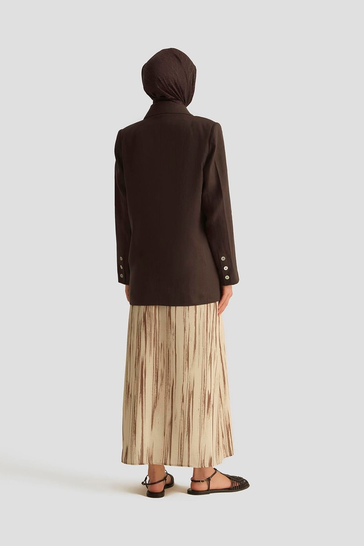 Armine Kruvaze Keten Ceket 25Y5917 Kakao