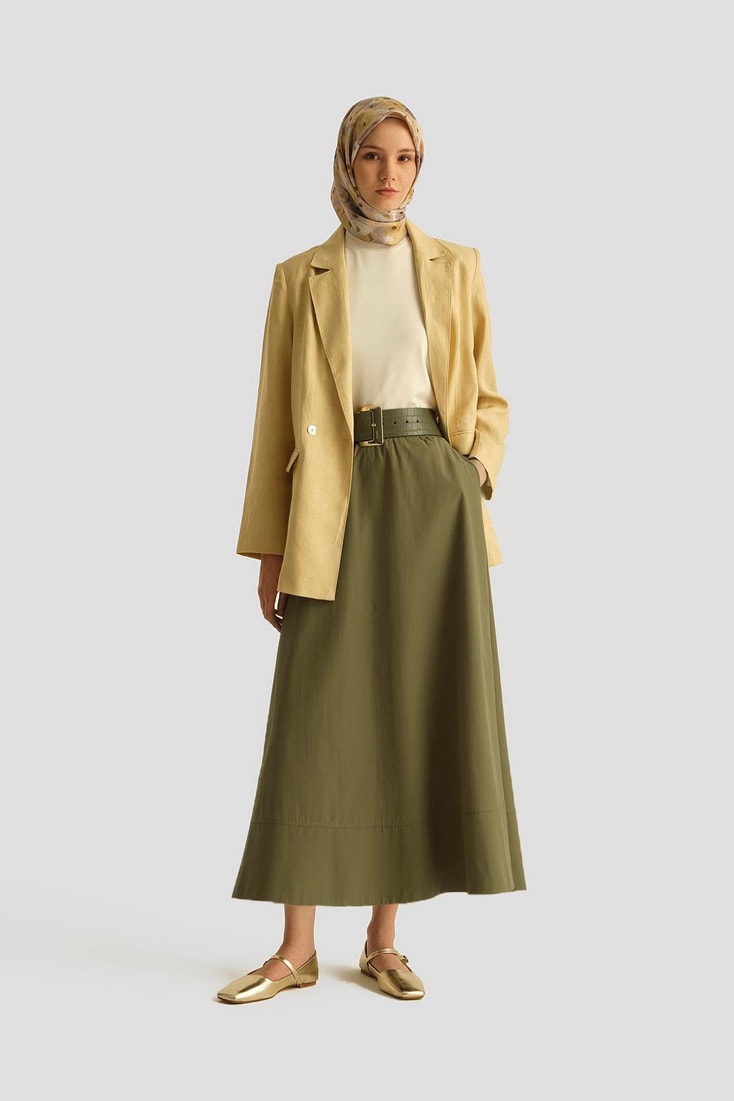 Armine Kruvaze Keten Ceket 25Y5917 Limon