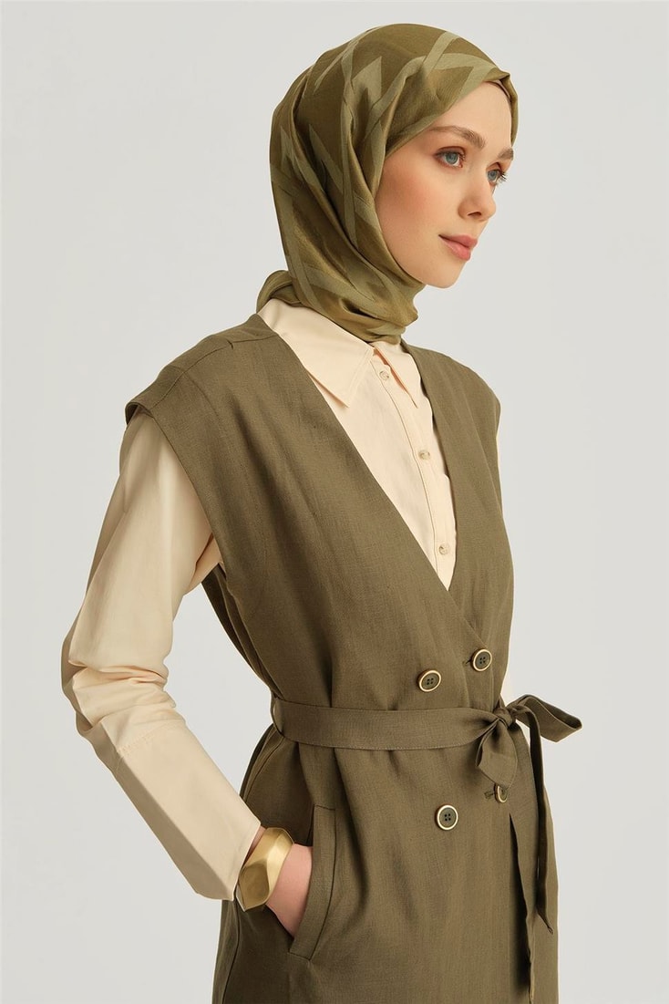 Armine Leopar Biyeli Keten Takım 25Y6018 Haki