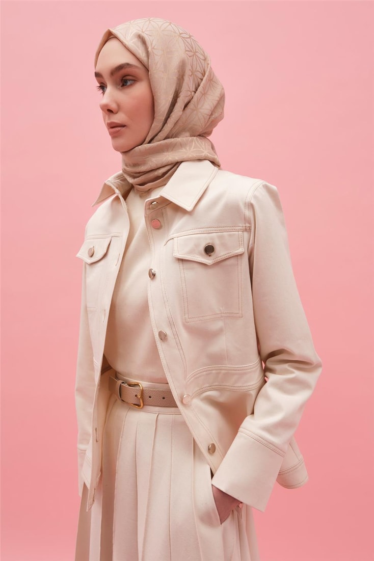 Armine Ham Denim Bluz-Ceket Takım 25Y6021 Naturel 