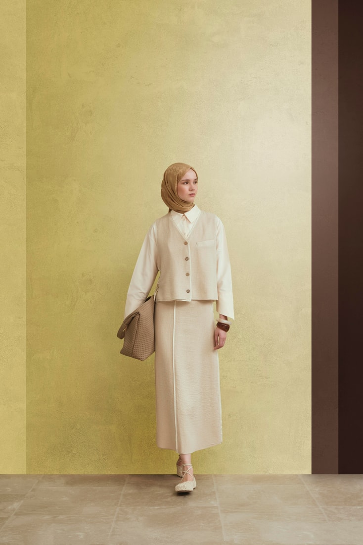 Armine Hasır Dokulu Yelekli Takım 25Y6028 Aytaşı