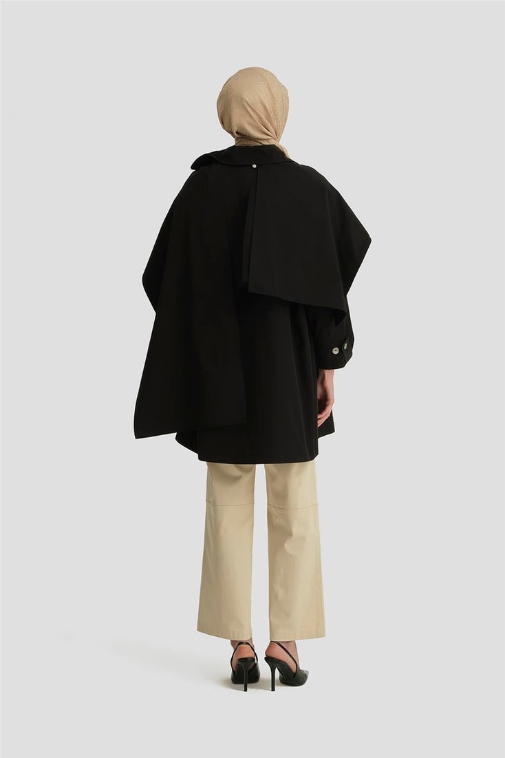 Armine Atkı Detaylı Trençkot 25Y7805 Siyah