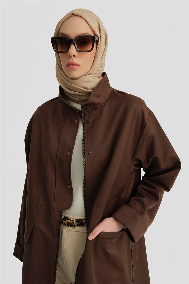 Armine Yanları Ve Önü Fermuarlı Kap 25Y7809 Kahverengi