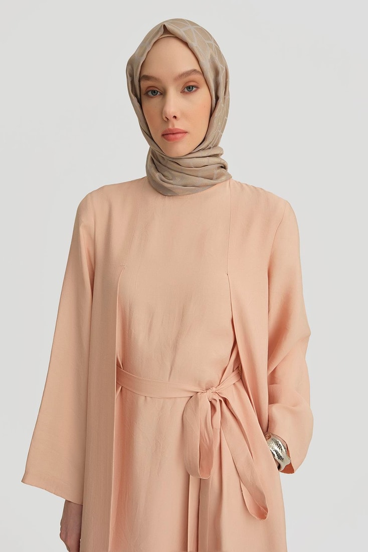 Armine Kemer Detaylı Modal Elbise 25Y9015 Soluk Pembe