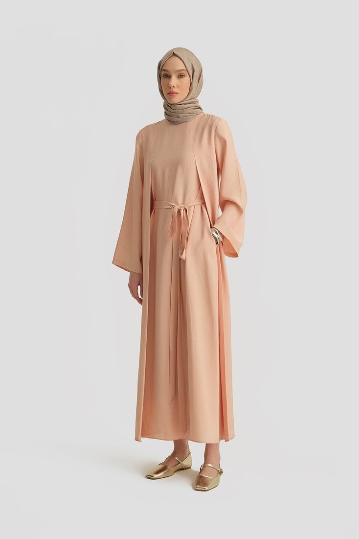 Armine Kemer Detaylı Modal Elbise 25Y9015 Soluk Pembe