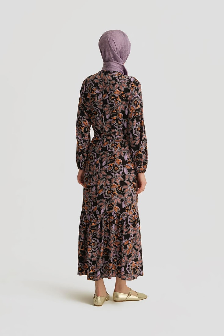 Armine Desenli Elbise 25YT909 MOR