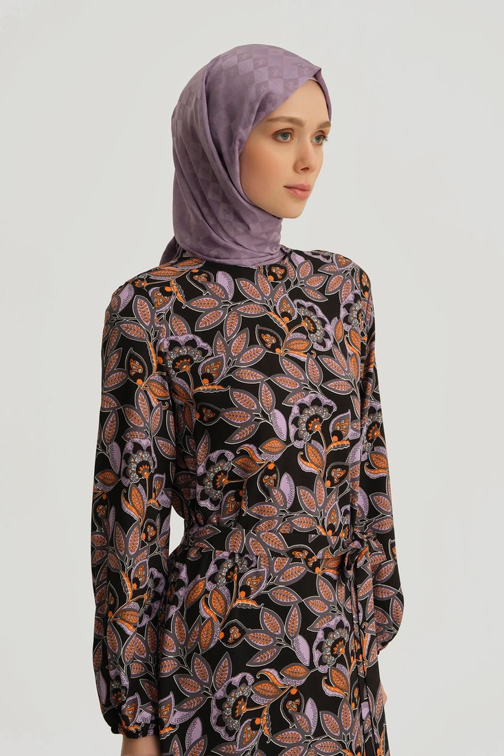 Armine Desenli Elbise 25YT909 MOR