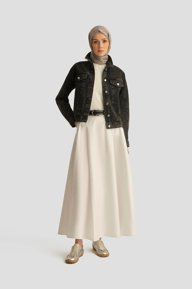 Armine Taş İşlemeli Denim Ceket 25YD9117 Antrasit