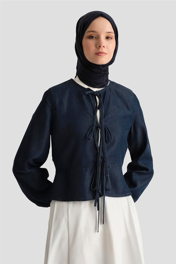 Armine Tencel Bluz 25YD9127 Koyu Lacivert