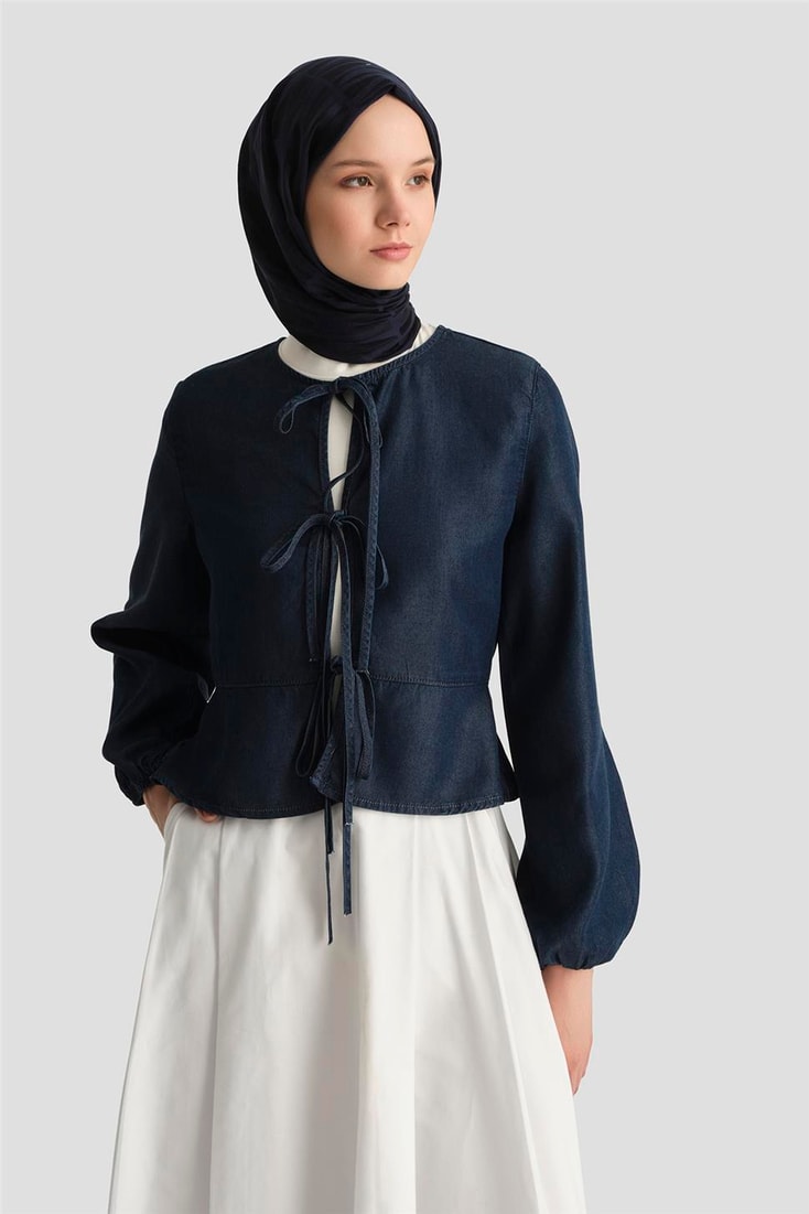 Armine Tencel Bluz 25YD9127 Koyu Lacivert