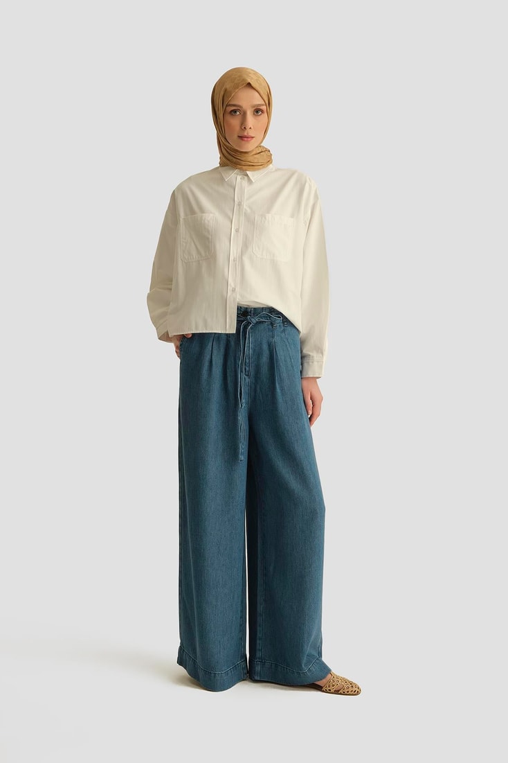 Armine Tencel Wideleg Pantolon 25YD9130 İndigo