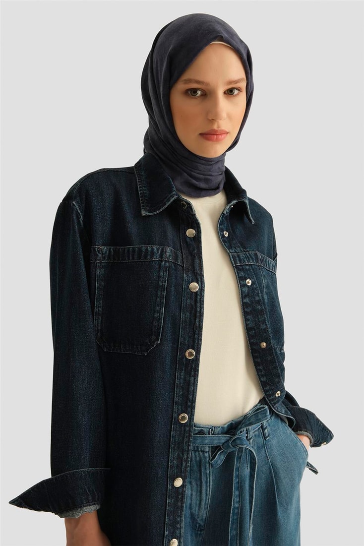 Armine Tencel Gömlek Ceket 25YD9140 Koyu Lacivert