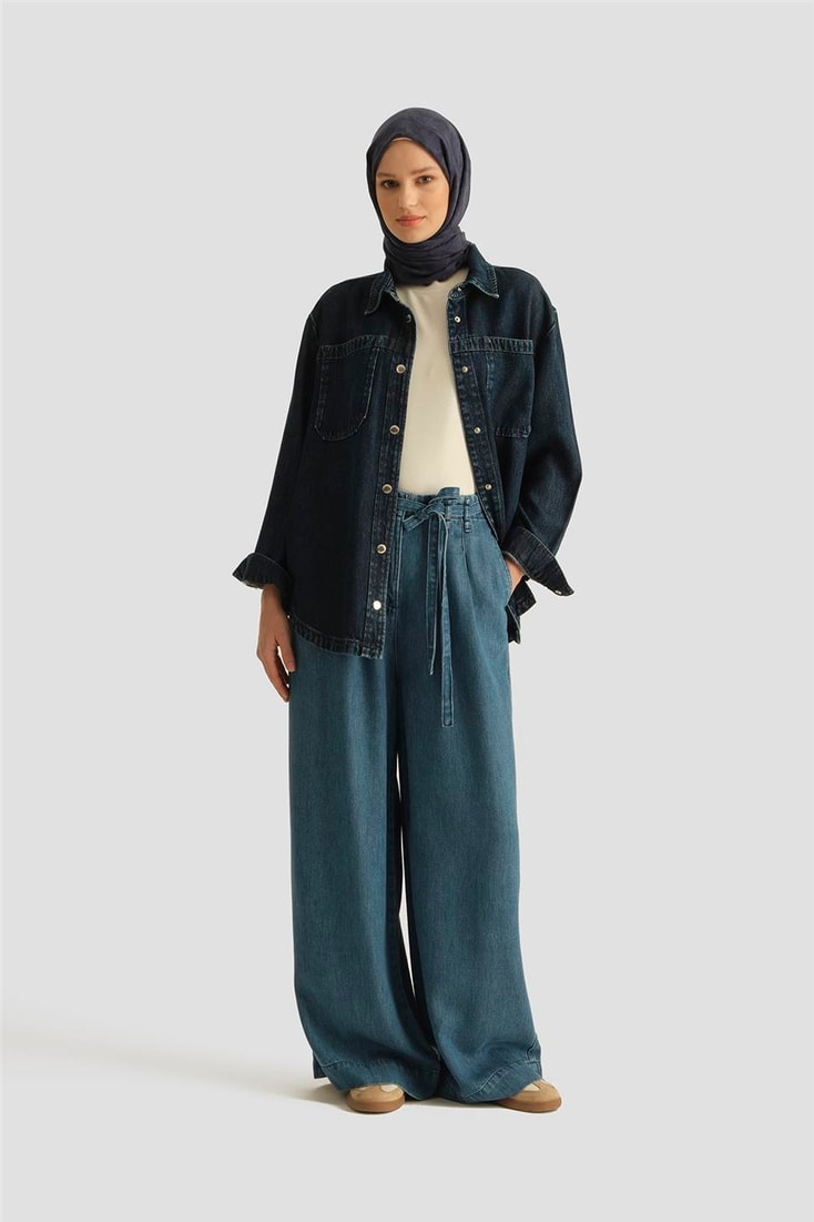 Armine Tencel Gömlek Ceket 25YD9140 Koyu Lacivert