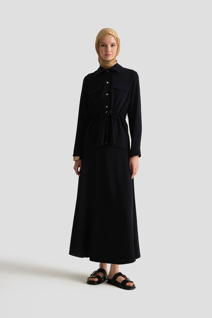 Armine Beli Büzgülü Takım 25YD9172 Lacivert