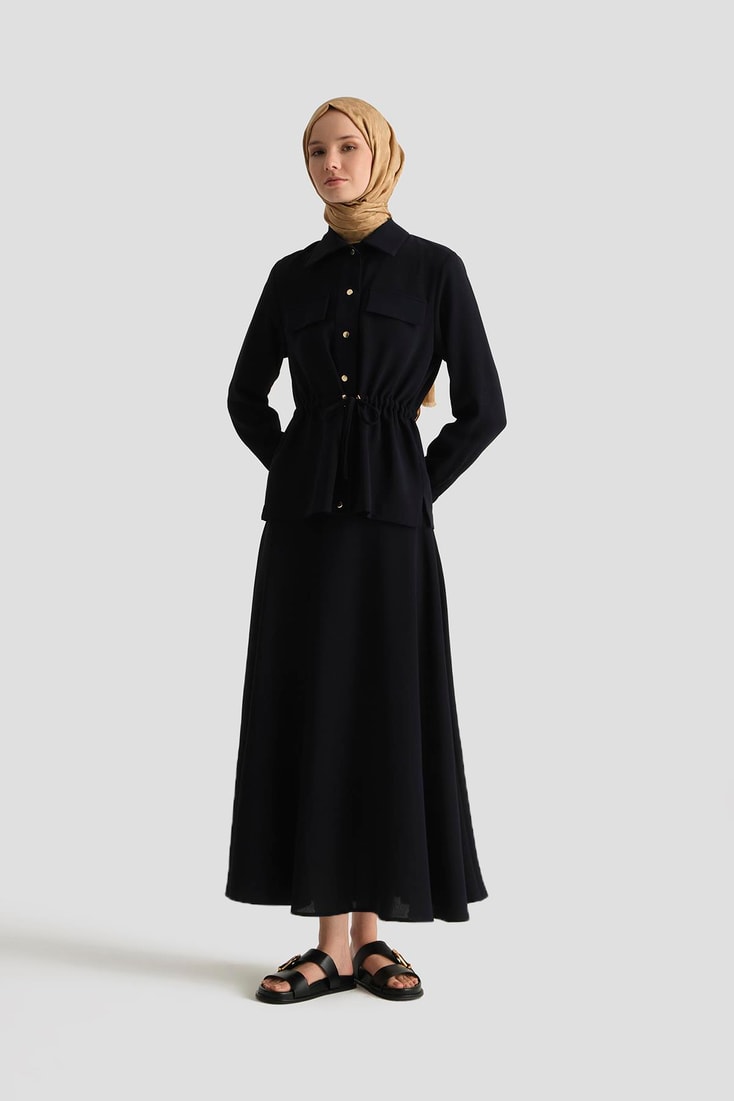 Armine Beli Büzgülü Takım 25YD9172 Lacivert