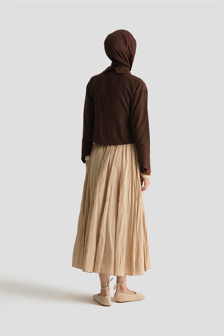 Armine Kırışık Vual Etek 25YD9180 Bej