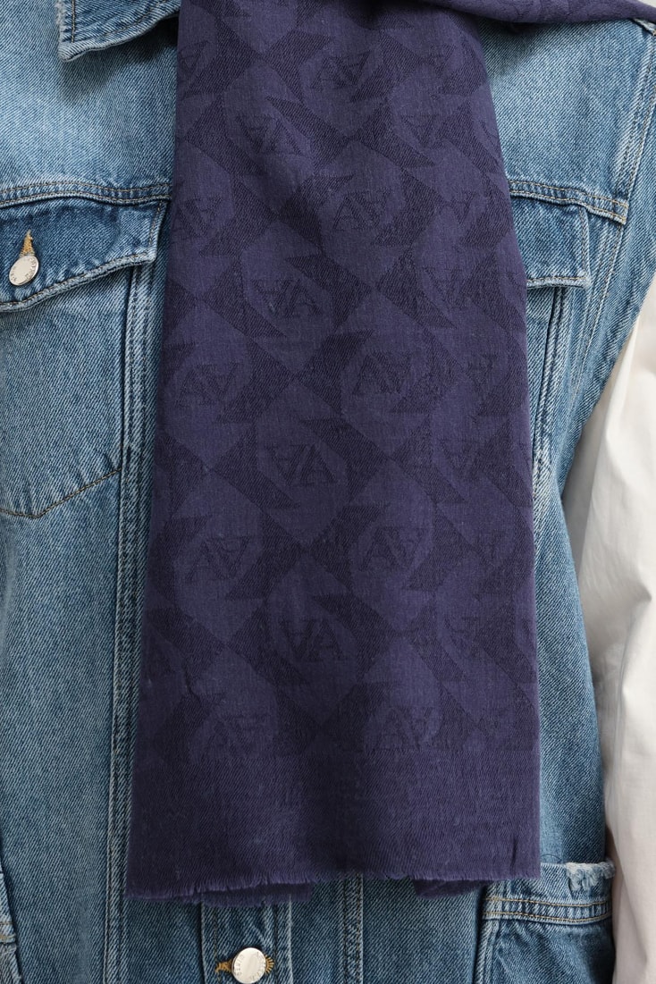 Armine Tencel Yün Monogram Desen Şal 17