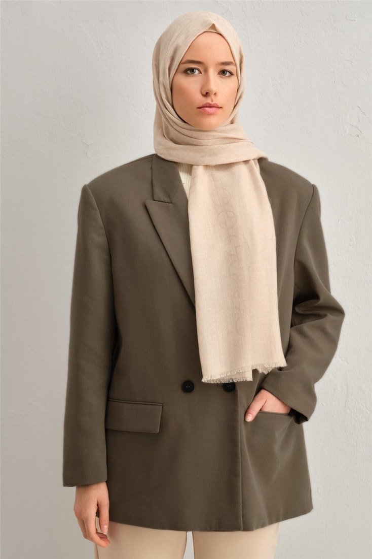 Armine Tencel Yün Geometrik Desen Şal 02