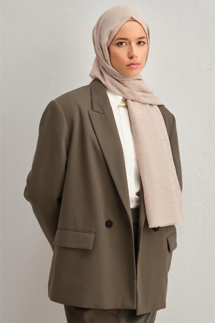 Armine Tencel Yün Geometrik Desen Şal 05