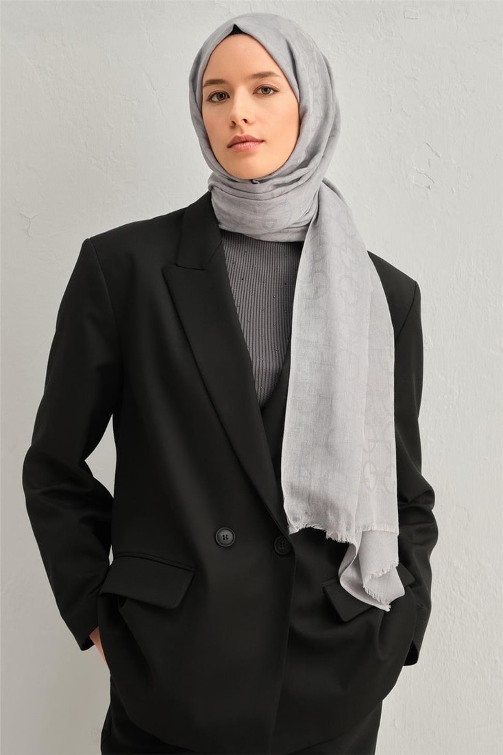 Armine Tencel Yün Geometrik Desen Şal 08